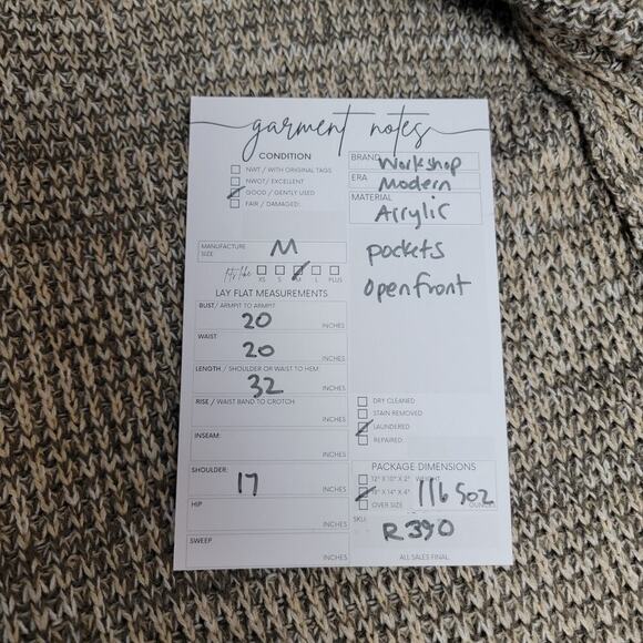 Workshop Republic Clothing Cardigan Sweater Beige Grandpa Sweater Medium - Picture 11 of 12